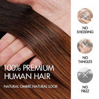 QVR #2/30 Mixed Subtle Ombre Brown PU Clip In Hair Extensions Straight Seamless Clip In Human Hair