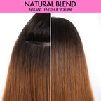 QVR #2/30 Mixed Subtle Ombre Brown PU Clip In Hair Extensions Straight Seamless Clip In Human Hair