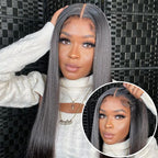 QVR Glueless Pre-cut 4x4 HD Lace Closure Human Hair Wigs Straight Wear & Go Wigs