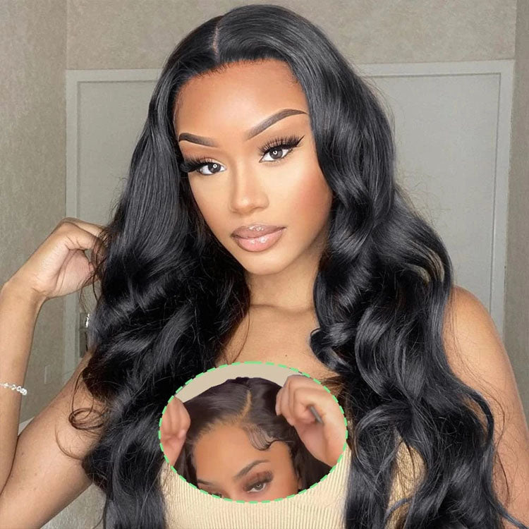 QVR Glueless Pre-cut 4x4 HD Lace Closure Human Hair Wigs Body Wave Wear and Go Wigs