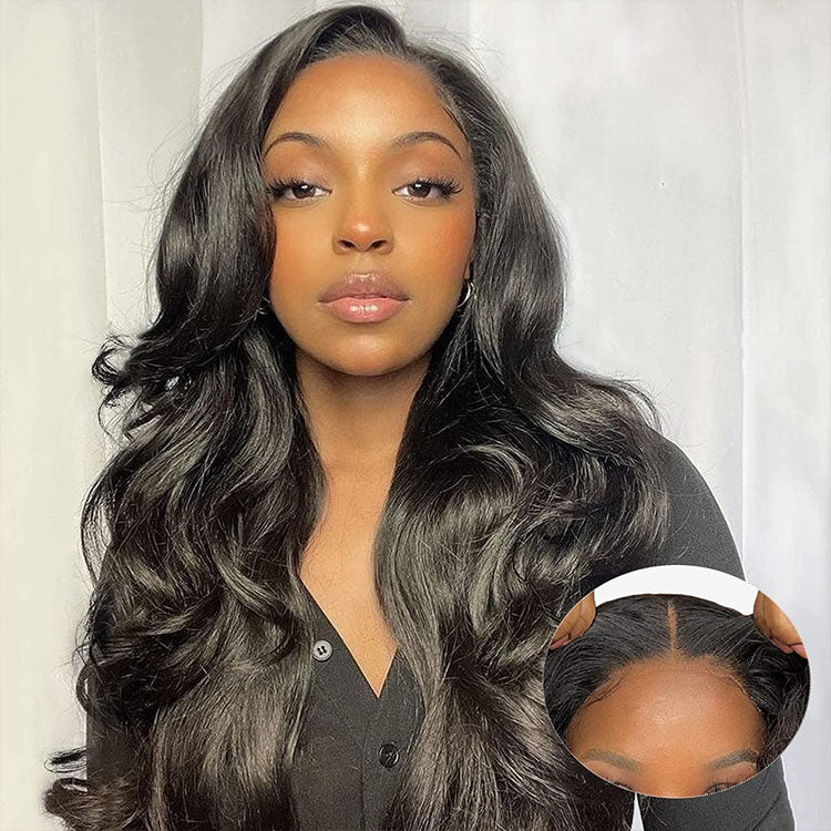 QVR Glueless Pre-cut 4x4 HD Lace Closure Human Hair Wigs Body Wave Wear and Go Wigs