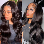 QVR Glueless Pre-cut 4x4 HD Lace Closure Human Hair Wigs Body Wave Wear and Go Wigs