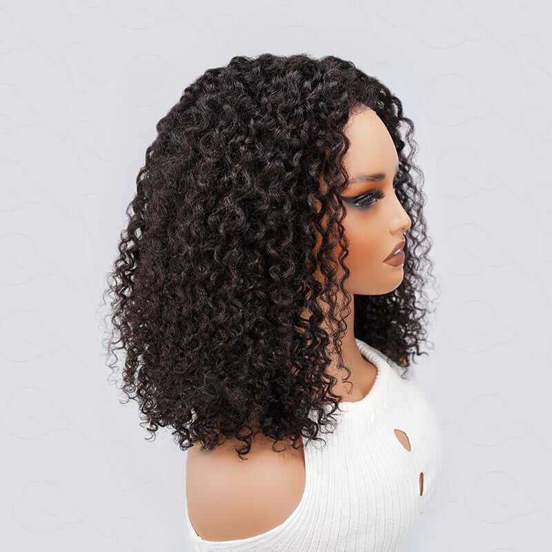 QVR Glueless Kinky Curly 5x5 Lace Closure Wig Ready to Go Soft Short Bob Wigs