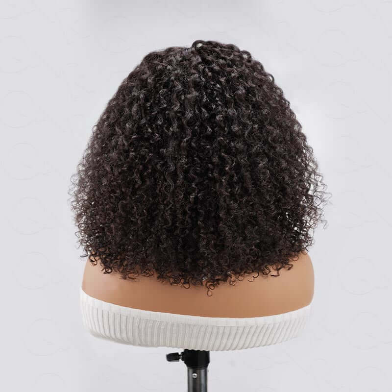 QVR Glueless Kinky Curly 5x5 Lace Closure Wig Ready to Go Soft Short Bob Wigs