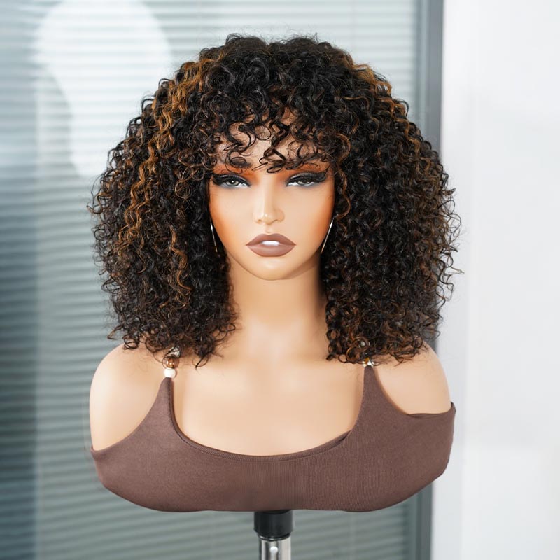 QVR Water Wave Short Pixie Bob Cut Wigs With Bangs For Black Women