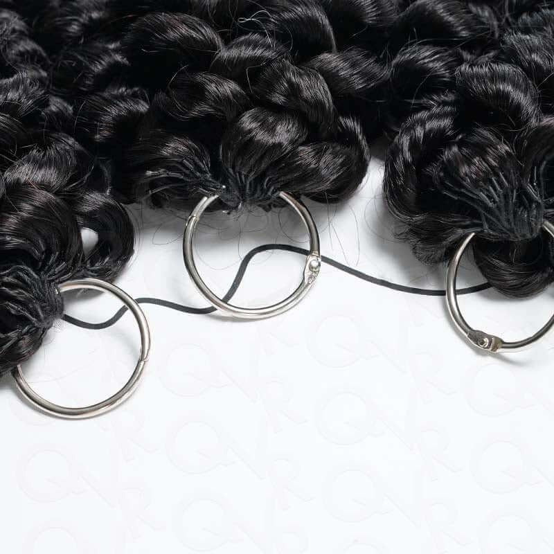 QVR Bouncy Curly Crochet Hair Natural Black Machine Made Feather Crochet Human Hair Extension
