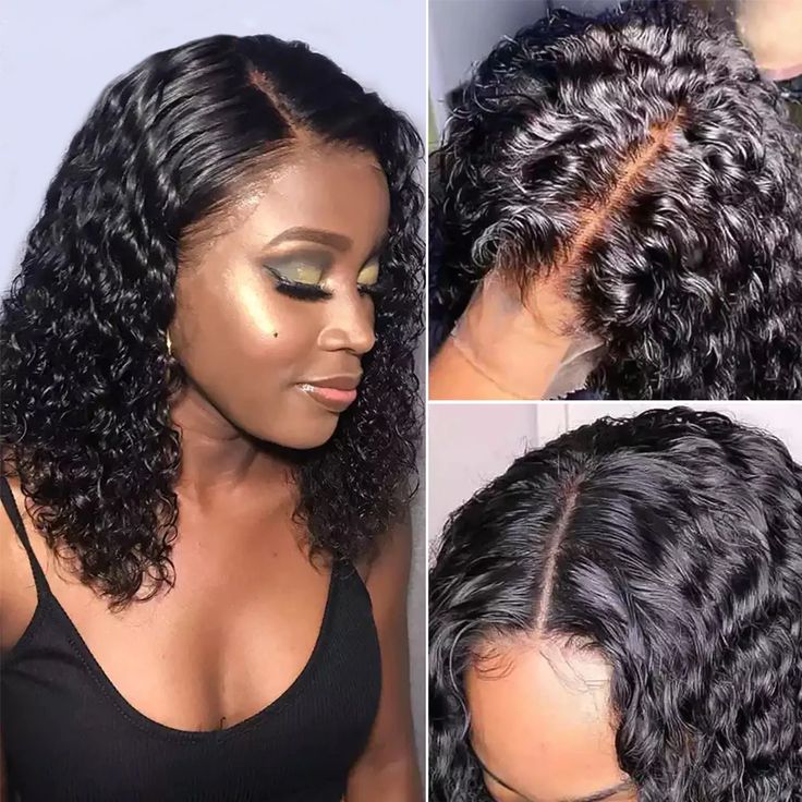 QVR Short Deep Wave Bob Wig 13x4/4x4 Lace Frontal Human Hair Wigs