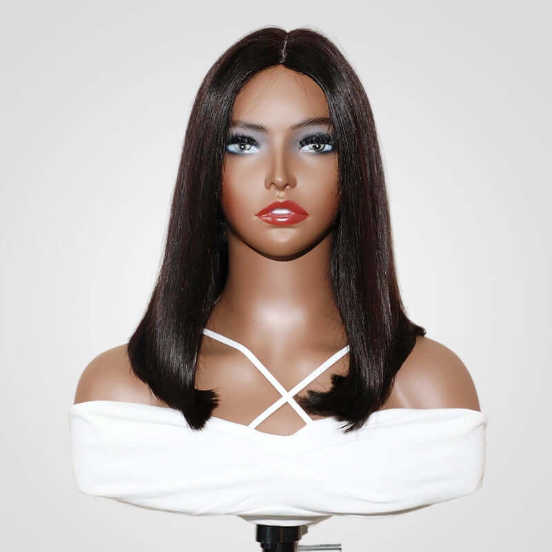 QVR 15A Unprocessed Mono Net Short Bob Glueless Wig Natural Parting and Virgin Human Hair Wigs