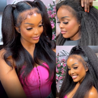 QVR Curly Edge Hairline Wigs Kinky Straight 13x4/13x6 Lace Frontal Human Hair Wigs For Women