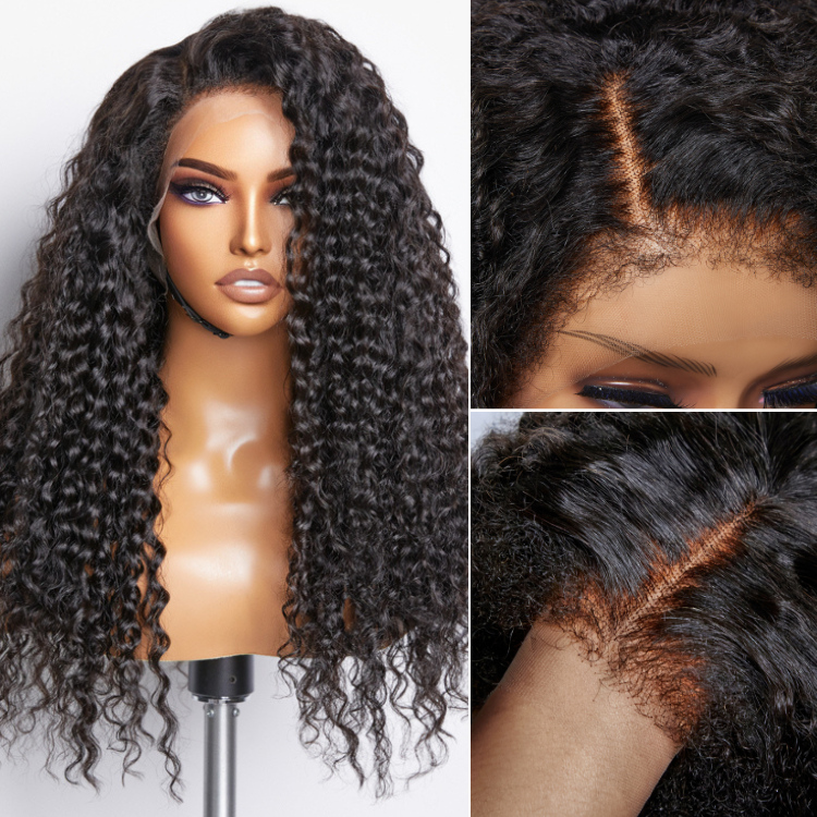 QVR 4C Curly Edges Water Wave Hair 13x4 5x5 HD Lace Front Wigs With Realistic Hairline