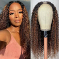 QVR Glueless Curly V Part Wig Balayage Highlights Beginner Friendly Upgrade U Part Wig