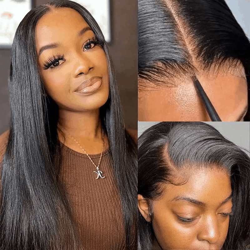 QVR Glueless Pre Cut 4x6 Lace Closure Straight Wig Human Hair HD Lace Wear & Go Wigs
