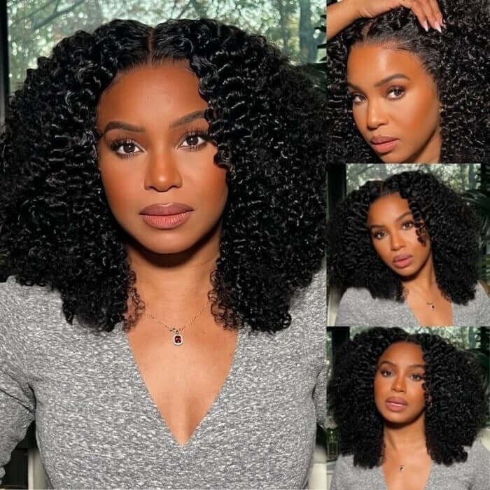 QVR Glueless Deep Wave V Part Wigs 180% Density Super Natural Human Hair Glueless 0 Skill Needed Wig