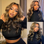 QVR Balayage Highlight Colored 13x4 Lace Frontal Wigs Body Wave/Straight Human Hair Wigs