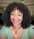 QVR Bouncy Curly Minimum Lace Short Bob Wigs Human Hair With Bangs