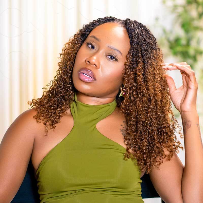QVR Premium Chinese Hair Small Kinky Curly Virgin Human Crochet Hair Ombre #T1B/30 Machine Made Feather Crochet Hairstyles