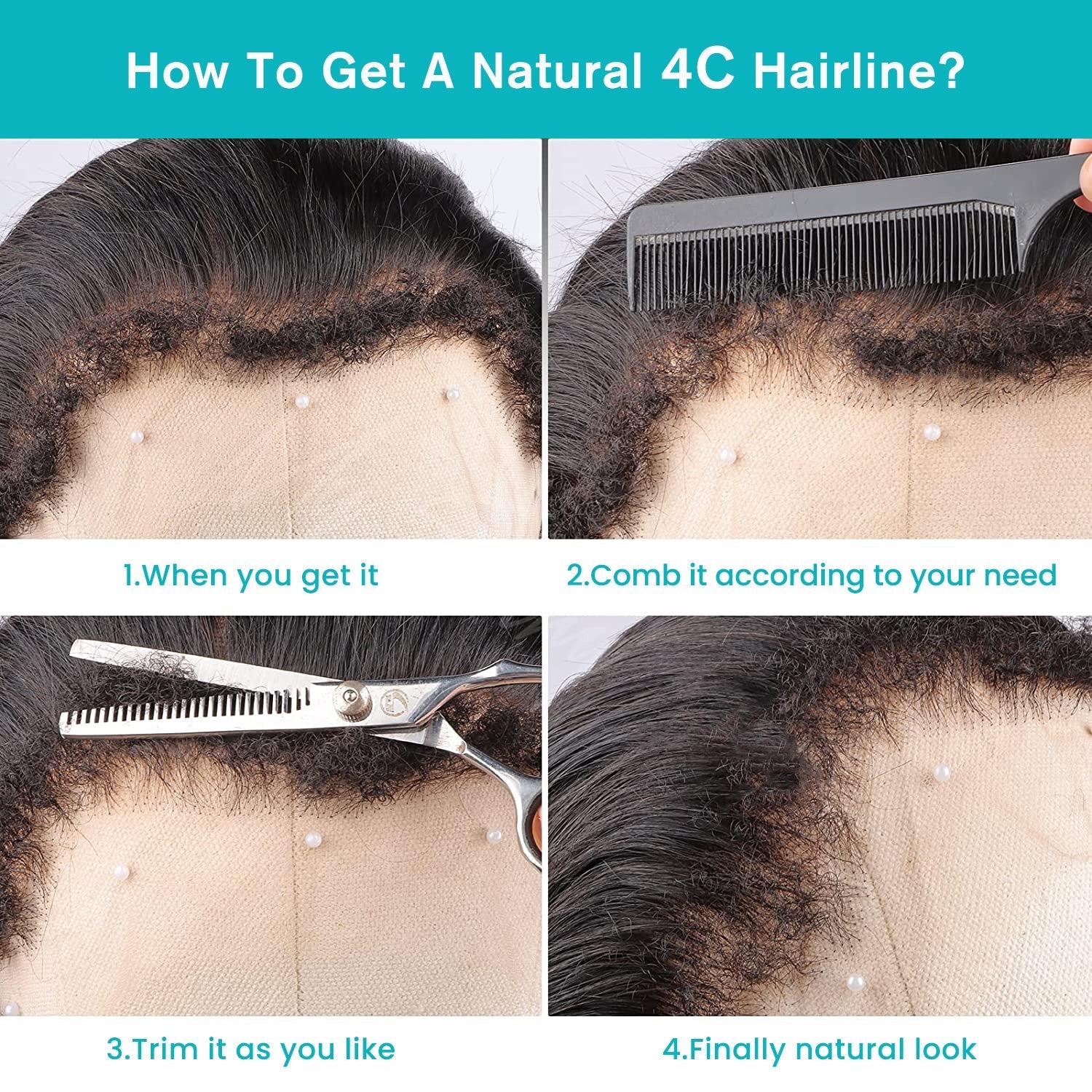 4C Edge Hairline-Straight Hair 5x5 HD Transparent Lace Frontal Wigs With Kinky Edges Curly Baby Hair