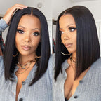 QVR Beginner Friendly Straight 5x5 Lace Closure Short Bob Wig 100% Human Hair