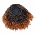 QVR Glueless Ombre Brown Kinky Curly Half Wig 250% Density Human Hair Wig #T2/30 Wear Go Flip Over Wig