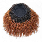QVR Glueless Ombre Brown Kinky Curly Half Wig with Black Roots 250% Density Human Hair Wig #T1B/30 Wear Go Flip Over Wig