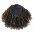 QVR Glueless Highlight Brown Kinky Curly Half Wig 250% Density Human Hair Wig #1B/30 Wear Go Flip Over Wig