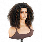 QVR Glueless Kinky Curly Half Wig 250% Density Human Hair Wig Wear Go Flip Over Wig
