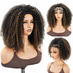 QVR Glueless Kinky Curly Half Wig 250% Density Human Hair Wig Wear Go Flip Over Wig