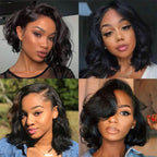 QVR Body Wave Short Bob Wigs Pre Plucked 13x4 Lace Front Wigs Human Hair 210% Density