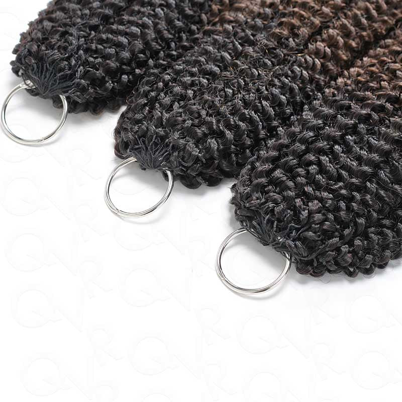 QVR Ombre Brown #T1B/4 Feather Crochet Human Hair Afro Kinky Curly Machine Made Crochet Weave Hair Extensions