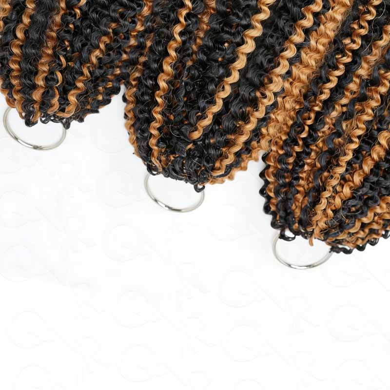 QVR Blonde Highlight Feather Crochet Human Hair #P1B/27 Afro Kinky Curly Machine Made Crochet Weave Hair Extensions