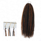 QVR Brown Highlight Feather Crochet Human Hair #P1B/30 Afro Kinky Curly Machine Made Crochet Weave Hair Extensions
