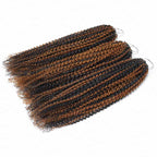 QVR Brown Highlight Feather Crochet Human Hair #P1B/30 Afro Kinky Curly Machine Made Crochet Weave Hair Extensions