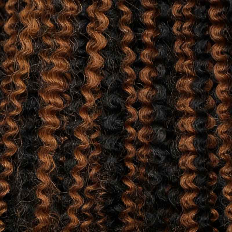 QVR Brown Highlight Feather Crochet Human Hair #P1B/30 Afro Kinky Curly Machine Made Crochet Weave Hair Extensions