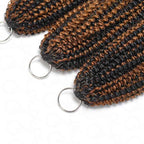QVR Brown Highlight Feather Crochet Human Hair #P1B/30 Afro Kinky Curly Machine Made Crochet Weave Hair Extensions