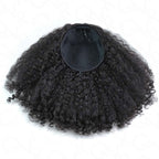 QVR Glueless Kinky Straight Half Wig With Spiral Curl 250% Density Human Hair Wig Natural Black Wear Go Flip Over Wig