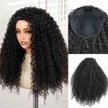 QVR Glueless Water Wave Half Wig 250% Density Human Hair Wig Natural Black Wear Go Flip Over Wig