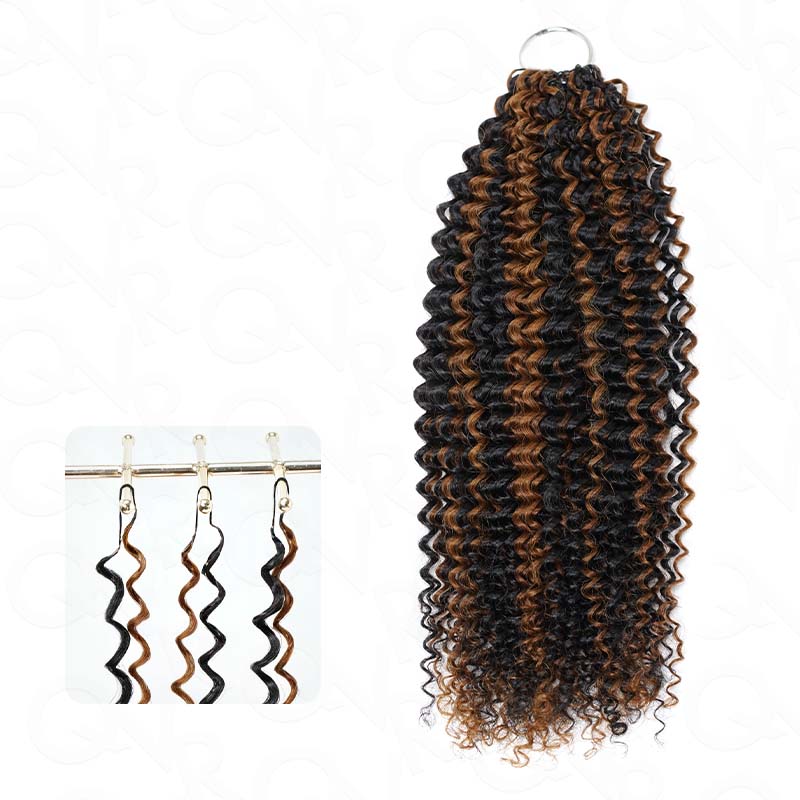 QVR #T1B/30 Crochet Hair Small Kinky Curly Machine Made Feather Human Hair Extension