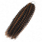 QVR Brown Highlight Feather Crochet Human Hair #P1B/30 Small Kinky Curly Machine Made Crochet Weave Hair Extensions