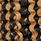 QVR Blonde Highlight Feather Crochet Human Hair #P1B/27 Water Wave Machine Made Crochet Weave Hair Extensions