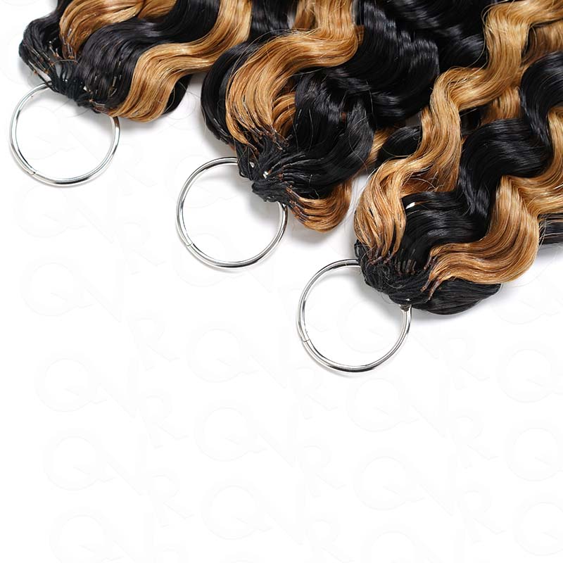 QVR Blonde Highlight Feather Crochet Human Hair #P1B/27 Water Wave Machine Made Crochet Weave Hair Extensions