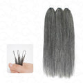QVR Silk Straight Feather Crochet Human Hair Salt&Pepper Machine Made Crochet Weave Hair Extensions