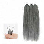 QVR Silk Straight Feather Crochet Human Hair Salt&Pepper Machine Made Crochet Weave Hair Extensions