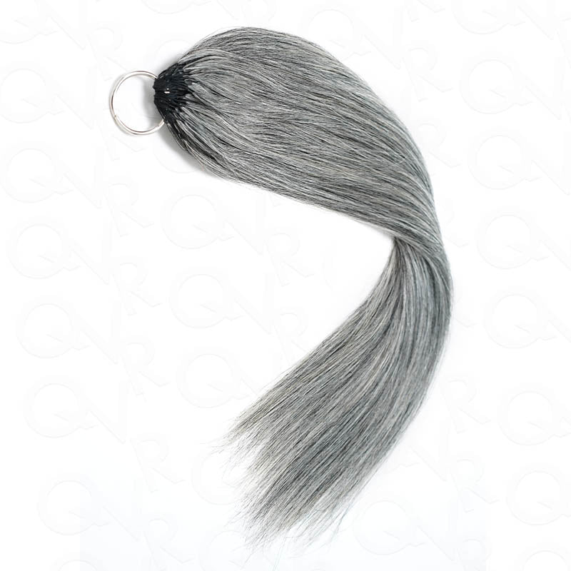 QVR Silk Straight Feather Crochet Human Hair Salt&Pepper Machine Made Crochet Weave Hair Extensions