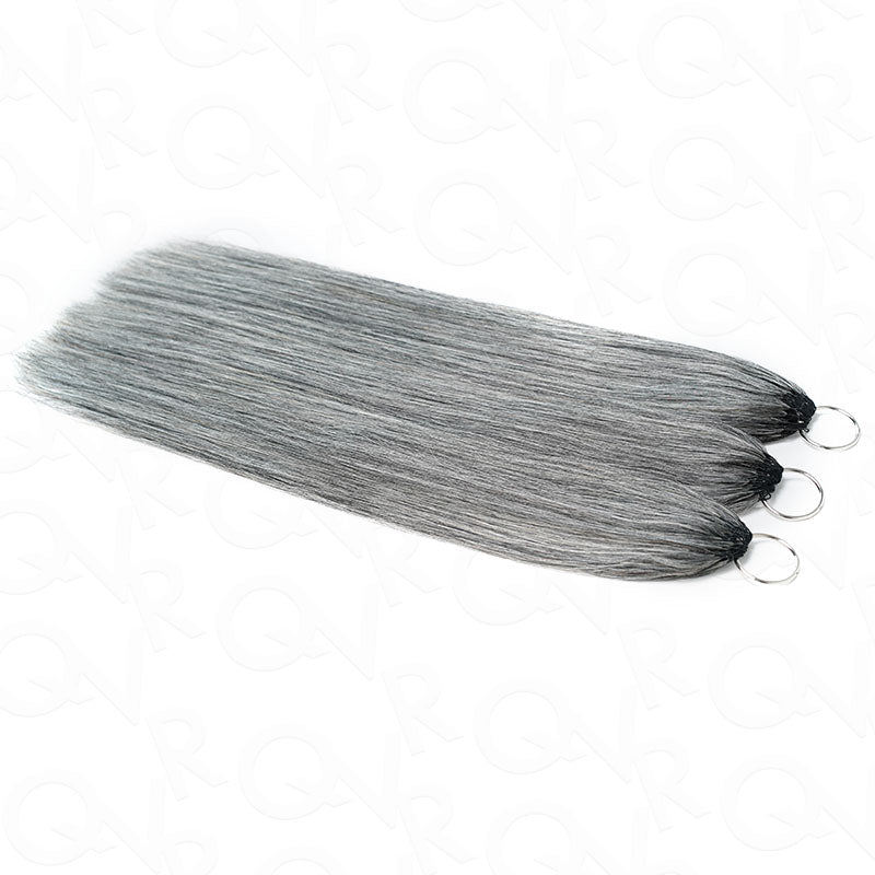QVR Silk Straight Feather Crochet Human Hair Salt&Pepper Machine Made Crochet Weave Hair Extensions