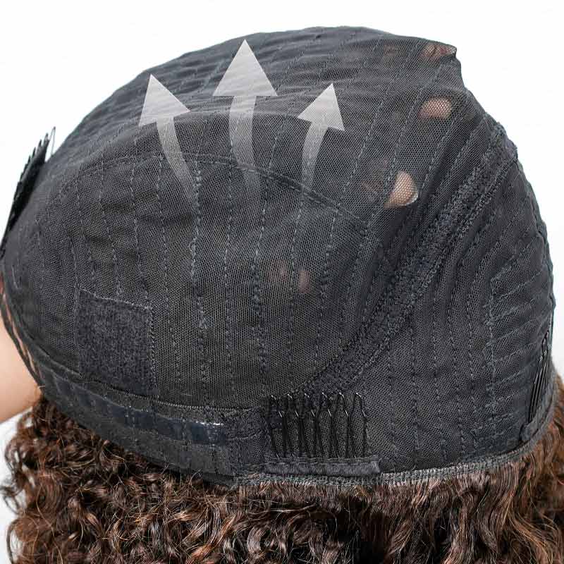 QVR Glueless Ombre Brown Twist Curly Half Wig with Black Roots 250% Density Human Hair Wig #T1B/30 Wear Go Flip Over Wig