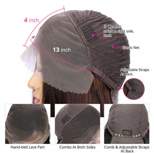 QVR Balayage Highlight Colored 13x4 Lace Frontal Wigs Body Wave/Straight Human Hair Wigs