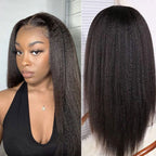 QVR Glueless 13x4/4x4/5x5 Lace Closure Wig Yaki Kinky Straight Wear and Go Human Hair Wigs