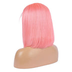 QVR Colored Short T Lace Bob Wigs Straight Human Hair Wig 180% Lace Front Burgundy Red Wigs Pink Blonde Wig