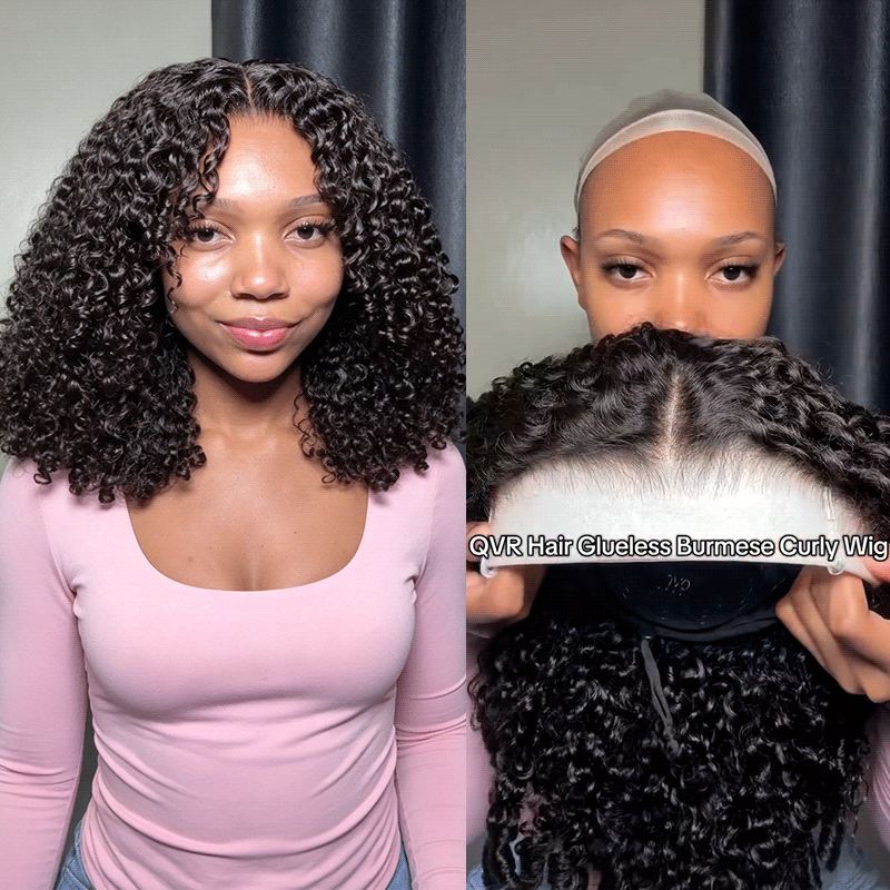 QVR Burmese Curly 5X5 Lace Closure Wig Wear To Go 4Pre Design Virgin Human Hair Wigs