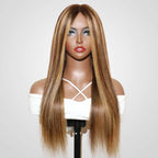 QVR Highlight V Part Wig Piano #4/27 Color Virgin Human Hair Soft Silky Straight Wigs